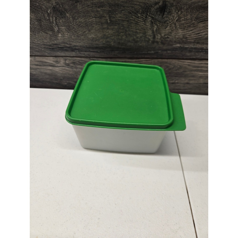 Tupperware Modular Mates Square 1 Container Green Seal 6588A-4‎ Clear Plastic